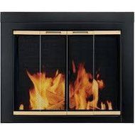 Pleasant Hearth Austin Bi-Fold Style Fireplace Glass Door, Black/Gold, Small, AU-1020