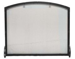 Arched Freestanding Fireplace Screen with Old World Design (47"W x 35"CH x 29 1/2"SH, Hammered Black Copper) N4