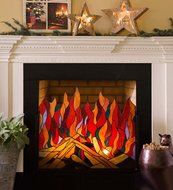 Stained Glass Roaring Fire Screen