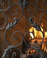 Monogrammed Curved Old World Iron Fireplace Screen N6