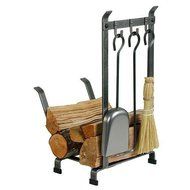 Enclume Country Home Log Rack with Fireplace Tools, Hammered Steel by Enclume