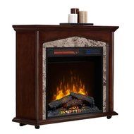 Voluvena Adjustable Infrared Electric Fireplace - Portable Rolling Fireplace with Wheels - LED Flame Effect -... N2