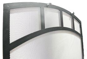 Arched Freestanding Fireplace Screen with Sutter Design (47"w X 35"ch X 29 1/2"sh, Hammered Black Copper) N2