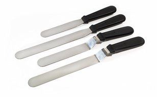 Professional 4-Piece Set of Offset &amp; Straight Stainless Steel Icing Spatulas - Perfect for Decorating Cakes, Pastries...
