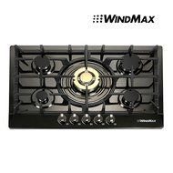 WindMax&reg; 30 inch Black Titanium Plated Stainless Steel Golden Burner Built-In 5 Stoves NG Natural Gas Cooktops...