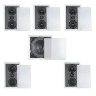 5.1 Home Theater Flush Inwall Speaker Package- Five Inwall Dual 5.25" 2-way LCR Speakers and One 10" Inwall Subwoofer