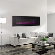 kissemoji Contemporary Electric Fireplace Black 50" Wall Mount Heater Multicolor flame new (BLACK) N6