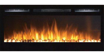 Gibson Living GL2036WS Madison 36 Inch Pebbles Recessed Wall Mounted Electric Fireplace