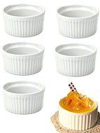 DOYOLLA Set of 8pcs Round Porcelain Oven Safe Ramekin Dessert Souffle Baking Dish (white)