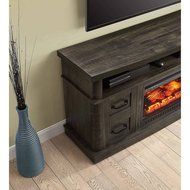 70" TV Stand With Fireplace, Whalen Weathered Dark Pine, Heat Or Without Heat N7