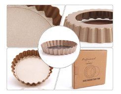 Round Non-stick Bakeware Pie Pan for Egg Tart, Quiches, Cakes,Cookies, Small Round Tart Cupcake Cheesecake Pan...