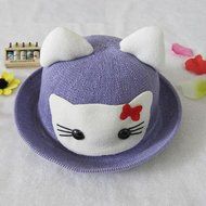 KAKA(TM) Girls Boys Cute Cat Shape Summer Hat Sun Protected Knit Cap For 2-7 Years Old Kids Pink N4