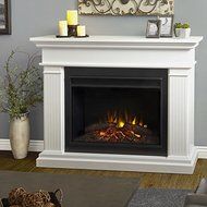 Solid Wood and Veneered MDF Kennedy Grand Electric 55.5'' Fireplace, Ultra-Bright LED, 1500W Infrared Heater,... N6