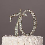 70 Cake Topper for 70th Birthday or Anniversary Rhinestone Number Party Supplies (Silver) N2