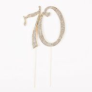 70 Cake Topper for 70th Birthday or Anniversary Rhinestone Number Party Supplies (Silver) N3
