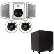 Acoustic Audio HT-55 In-Wall/Ceiling 5.1 Home Theater Speakers and 6.5" Powered Sub HT-55-RW6