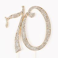70 Cake Topper for 70th Birthday or Anniversary Rhinestone Number Party Supplies (Silver) N4