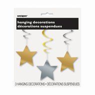 Hanging Star Decorations, 26&quot;, Light Blue, 3 Count N3