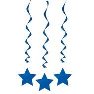 Hanging Star Decorations, 26&quot;, Light Blue, 3 Count N5