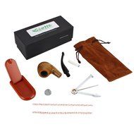 Scotte(TM) Lobular green sandalwood tobacco pipe with (stand+scraper+filter element+pouch+gift box) accessories... N3