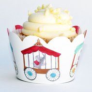 Circus Cupcake Wrappers, Carnival Theme Decorations, Confetti Couture Party Supplies, 36 Wraps