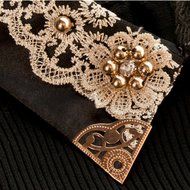 Spritech(TM) Fashion Women Thicken Basic Warm Crystal Pearl Doll Collar Long Puff Sleeve Slim Fit Velvet Sweater... N10