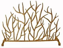 MutterMui Italian Gold Iron Branch Decorative Modern Twig Fireplace Screen Contemporary