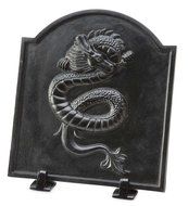 Plow &amp; Hearth Cast Iron Fireback with Dragon Design