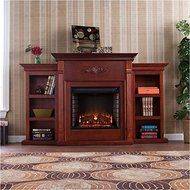 Bowery Hill Electric Fireplace with Bookcases in Mahogany N6