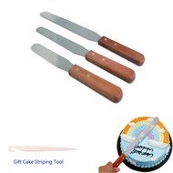 Offset Icing Spatula Set with Wood Handle - Angled Flexible Blade - Professional Cake Decorating Tool 6&quot;,8&quot;&amp;10... N2