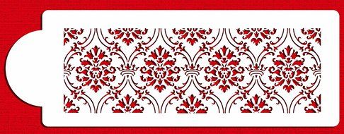 Designer Stencils C707 Royal Damask Cake Stencil Tier 4, Beige/semi-transparent