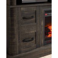 70" TV Stand With Fireplace, Whalen Weathered Dark Pine, Heat Or Without Heat N8