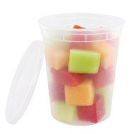 Freshware 24-Pack 32 oz Plastic Food Storage Containers with Airtight Lids - Restaurant Deli Cups, Foodsavers,...