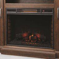 Brand New &amp; Portable Indoor Brown Electric Fireplace Media Console Heater with TV Stand &ndash; Can Hold up to 80 in... N5