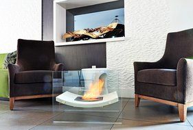 Chic Fireplaces Santa Fe Modern Design Curved Modern Bio-ethanol Fireplace, Larger Size and Higher Quality Tempered... N4