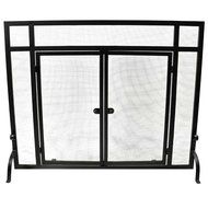 WoodEze Single Panel Flat Fireplace Screen with Doors 44'' W x 33'' H N5
