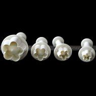 Generic 4Pcs/Set Plum Flower Plunger Cutter Mold Sugarcraft Fondant Cake Decorating DIY Tool(White)