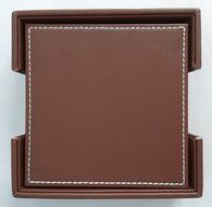 XICHEN&reg; Leather Coasters - Upscale With Coaster Holder Square -6 Piece Set With Holder (Brown)