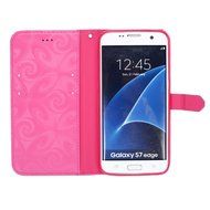 Galaxy S7 Edge Wallet Case, PHEZEN Bling Liquid Glitter Love Heart Floating 3D Hourglass Luxury Pu Leather Magnet... N26