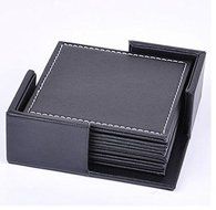 XICHEN&reg; Leather Coasters - Upscale With Coaster Holder Square -6 Piece Set With Holder (Brown) N3