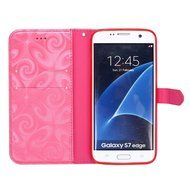 Galaxy S7 Edge Wallet Case, PHEZEN Bling Liquid Glitter Love Heart Floating 3D Hourglass Luxury Pu Leather Magnet... N27