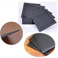 XICHEN&reg; Leather Coasters - Upscale With Coaster Holder Square -6 Piece Set With Holder (Brown) N4