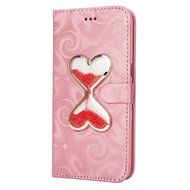 Galaxy S7 Edge Wallet Case, PHEZEN Bling Liquid Glitter Love Heart Floating 3D Hourglass Luxury Pu Leather Magnet... N28