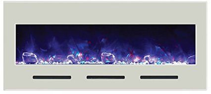 Amantii 50" Electric Fireplace with White Glass Surround - No Mood light N8