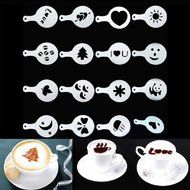 YING LAN Creative Nice Coffee Barista Stencils Template Strew Pad Duster Spray Art 16 PCS
