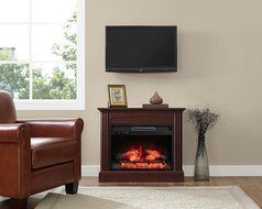 Whalen Furniture Fully Assembled Chesapeake 32" Mantel Electric Fireplace, Brown Cherry N3