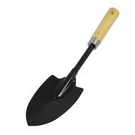 Wood Handle Metal Shovel Trowel Hand Tool 14.6 Inch Length Black