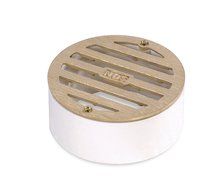 NDS 909B 3" Round Solid Brass Grate with PVC Collar, Satin Brass