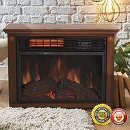 New Large Room Infrared Quartz Electric Fireplace Heater Honey Oak Finish w/ Remote N5