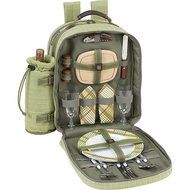 Picnic at Ascot - Deluxe Equipped 2 Person Picnic Backpack with Cooler &amp; Insulated Wine Holder - Trellis Blue